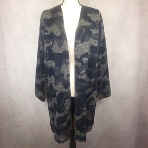 Apt 9 Black and Gray Camo Knit Cardigan Size Large